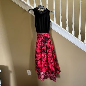 Sleeveless, hi-low black & red dress, NWT